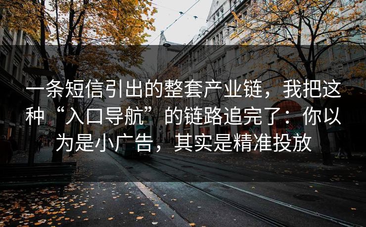 一条短信引出的整套产业链，我把这种“入口导航”的链路追完了：你以为是小广告，其实是精准投放