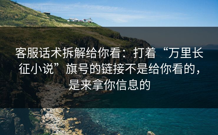 客服话术拆解给你看：打着“万里长征小说”旗号的链接不是给你看的，是来拿你信息的