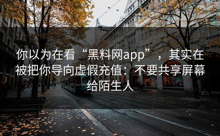 你以为在看“<strong>黑料网</strong>app”，其实在被把你导向虚假充值：不要共享屏幕给陌生人