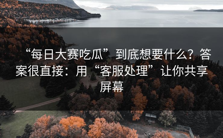 “每日大赛吃瓜”到底想要什么？答案很直接：用“客服处理”让你共享屏幕