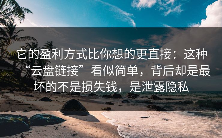 它的盈利方式比你想的更直接：这种“云盘链接”看似简单，背后却是最坏的不是损失钱，是泄露隐私