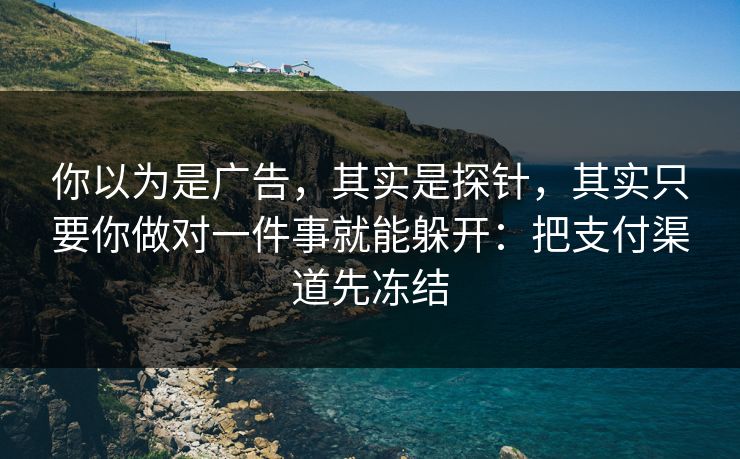 你以为是广告，其实是探针，其实只要你做对一件事就能躲开：把支付渠道先冻结