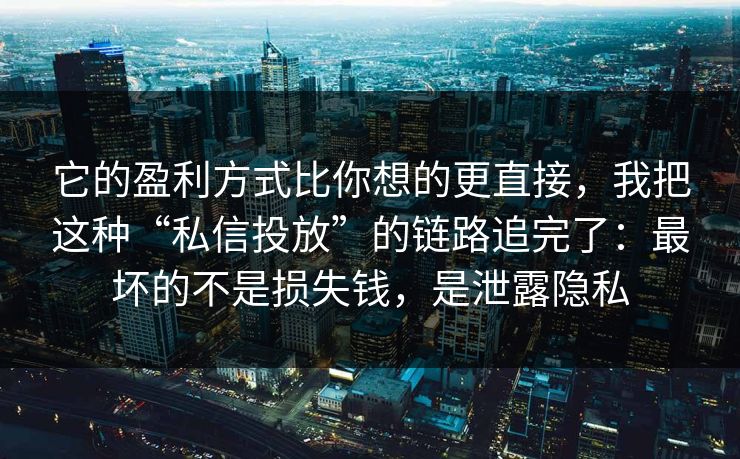 它的盈利方式比你想的更直接，我把这种“私信投放”的链路追完了：最坏的不是损失钱，是泄露隐私