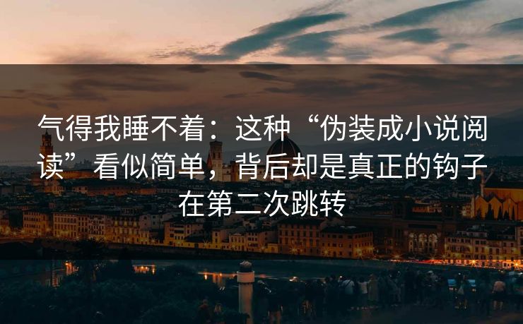气得我睡不着：这种“伪装成小说阅读”看似简单，背后却是真正的钩子在第二次跳转