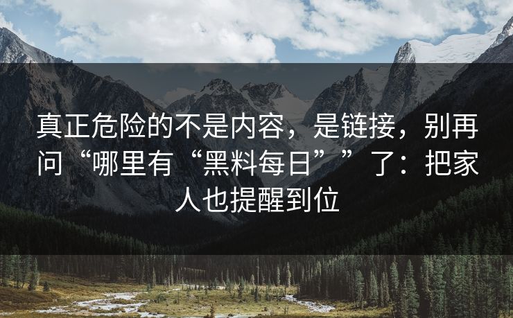 真正危险的不是内容，是链接，别再问“哪里有“黑料每日””了：把家人也提醒到位