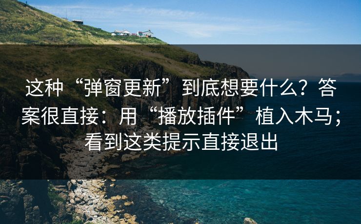 这种“弹窗更新”到底想要什么？答案很直接：用“播放插件”植入木马；看到这类提示直接退出