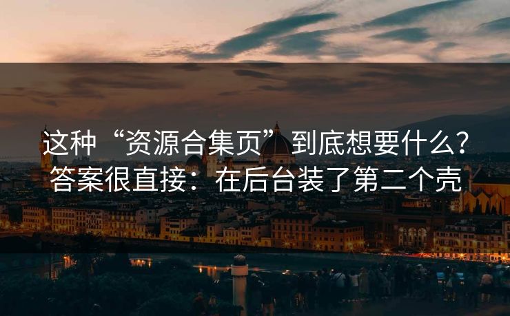 这种“资源合集页”到底想要什么？答案很直接：在后台装了第二个壳