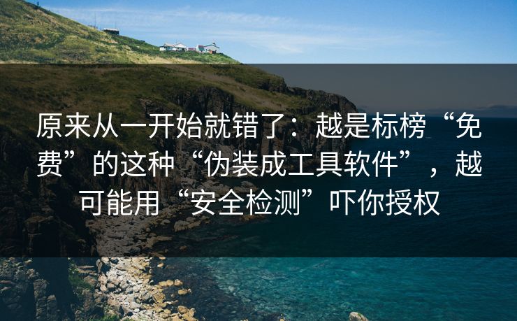 原来从一开始就错了：越是标榜“免费”的这种“伪装成工具软件”，越可能用“安全检测”吓你授权