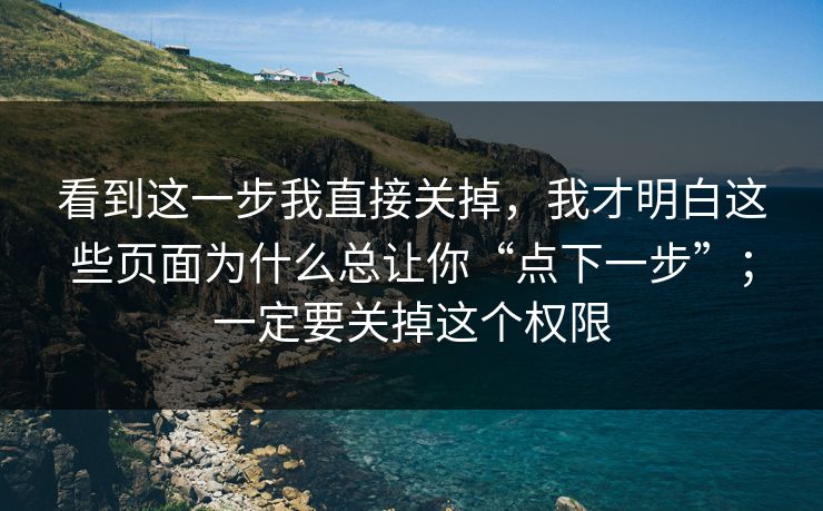 看到这一步我直接关掉，我才明白这些页面为什么总让你“点下一步”；一定要关掉这个权限
