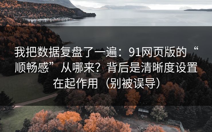 我把数据复盘了一遍：91网页版的“顺畅感”从哪来？背后是清晰度设置在起作用（别被误导）